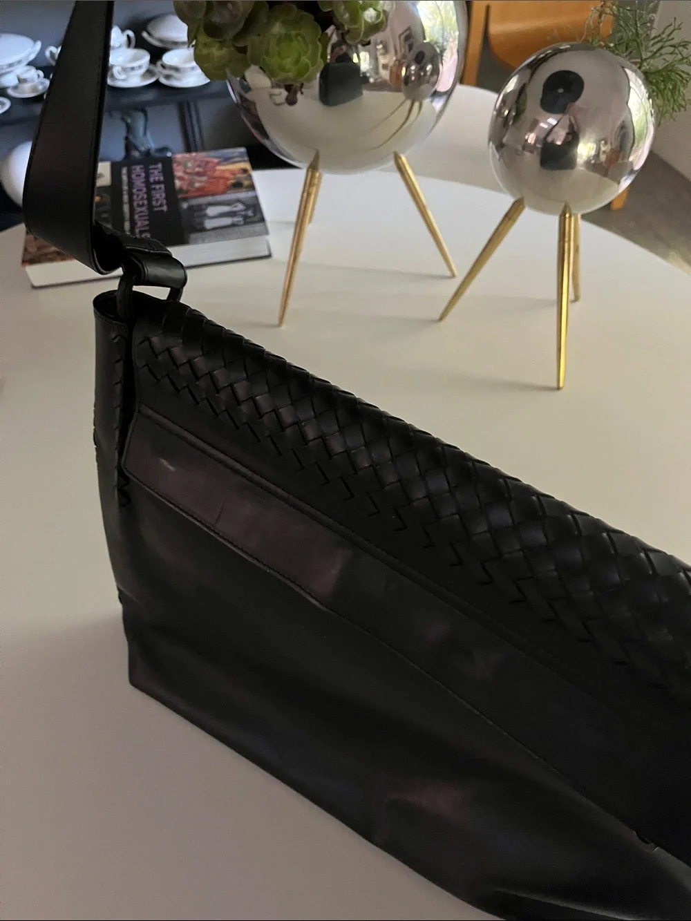 Bottega Veneta Black Intrecciato Leather Shoulder Bag